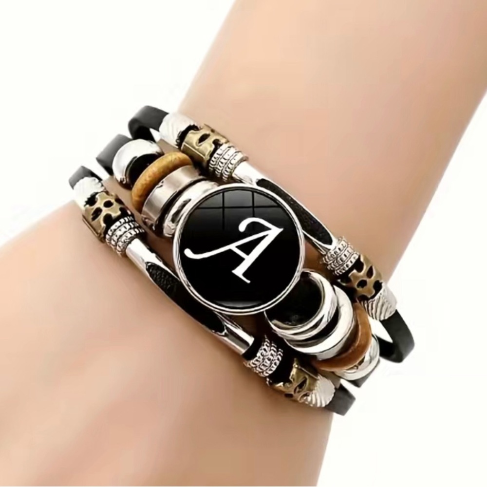 💎 Multilayer Leather Bracelets Initials J, M, K, L, G, D, T, S, A